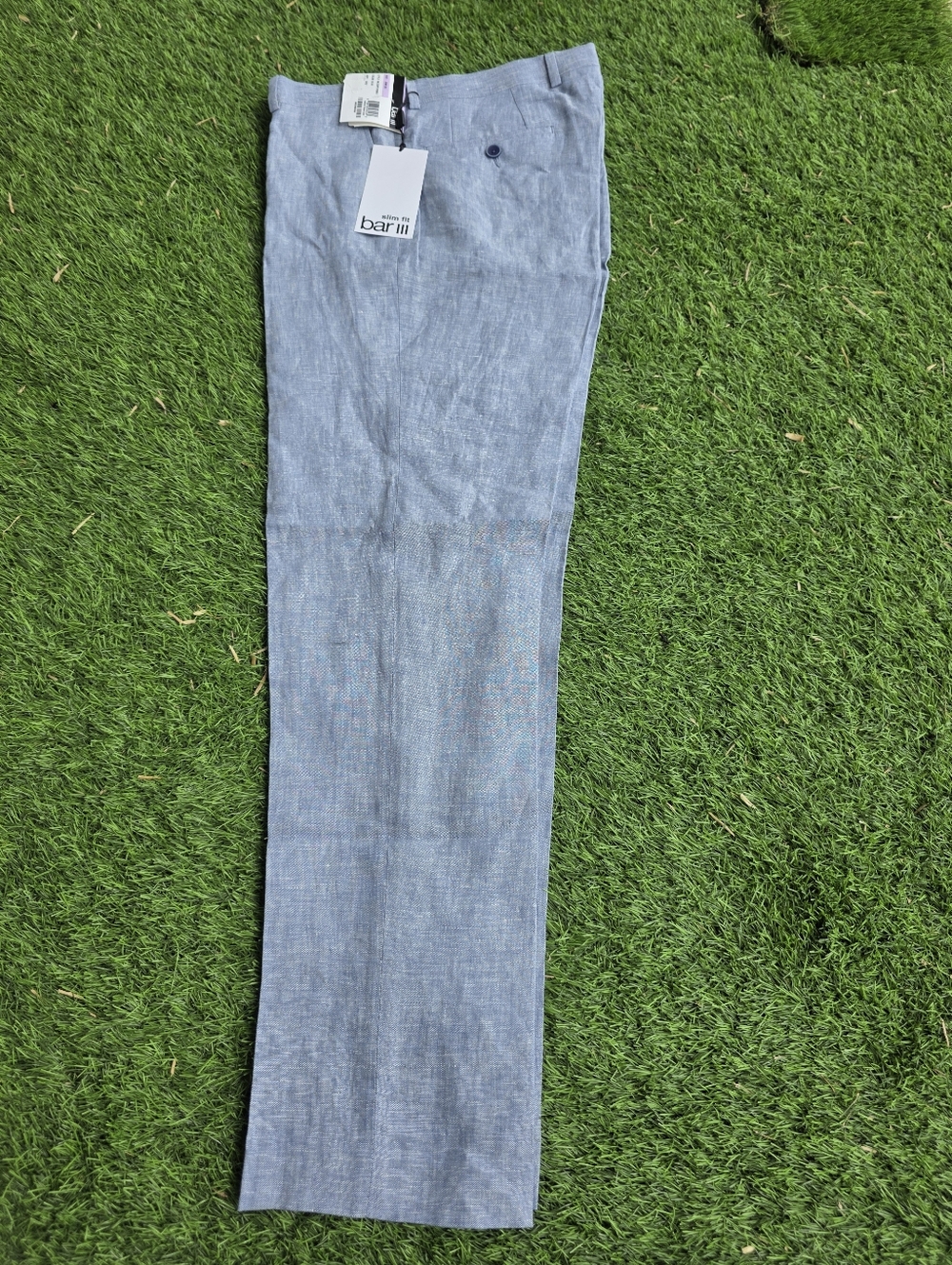 Bar III Mens 100% Linen Dress Pants Sz 32x32 Blue Modern Fit NWT $125